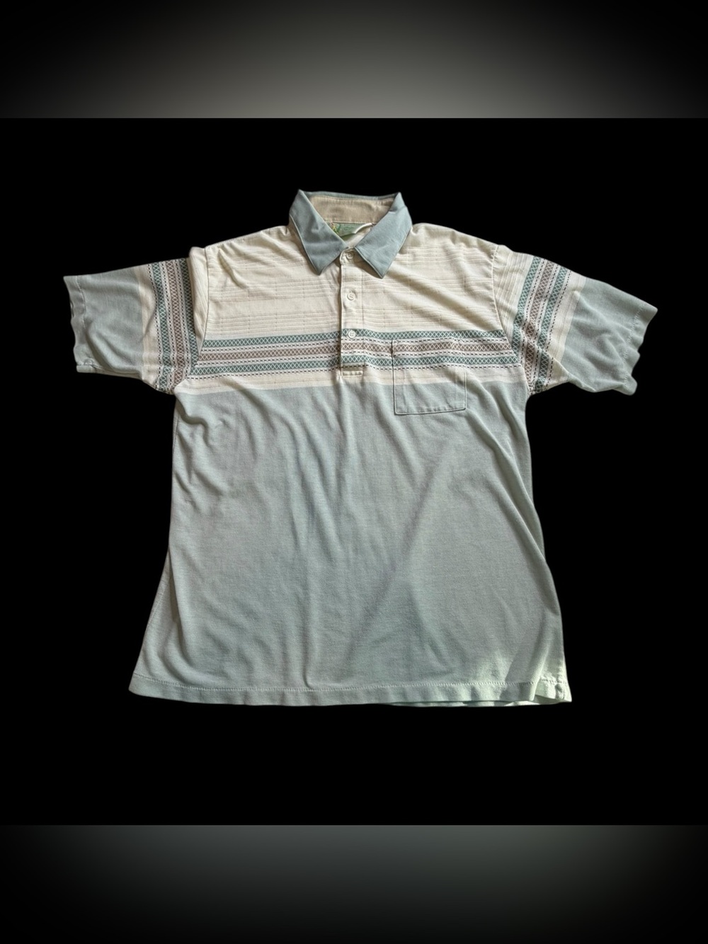 Palmland Club 90s Vtg Green Cream Polo Shirt Green Cream Striped Golf Sz L